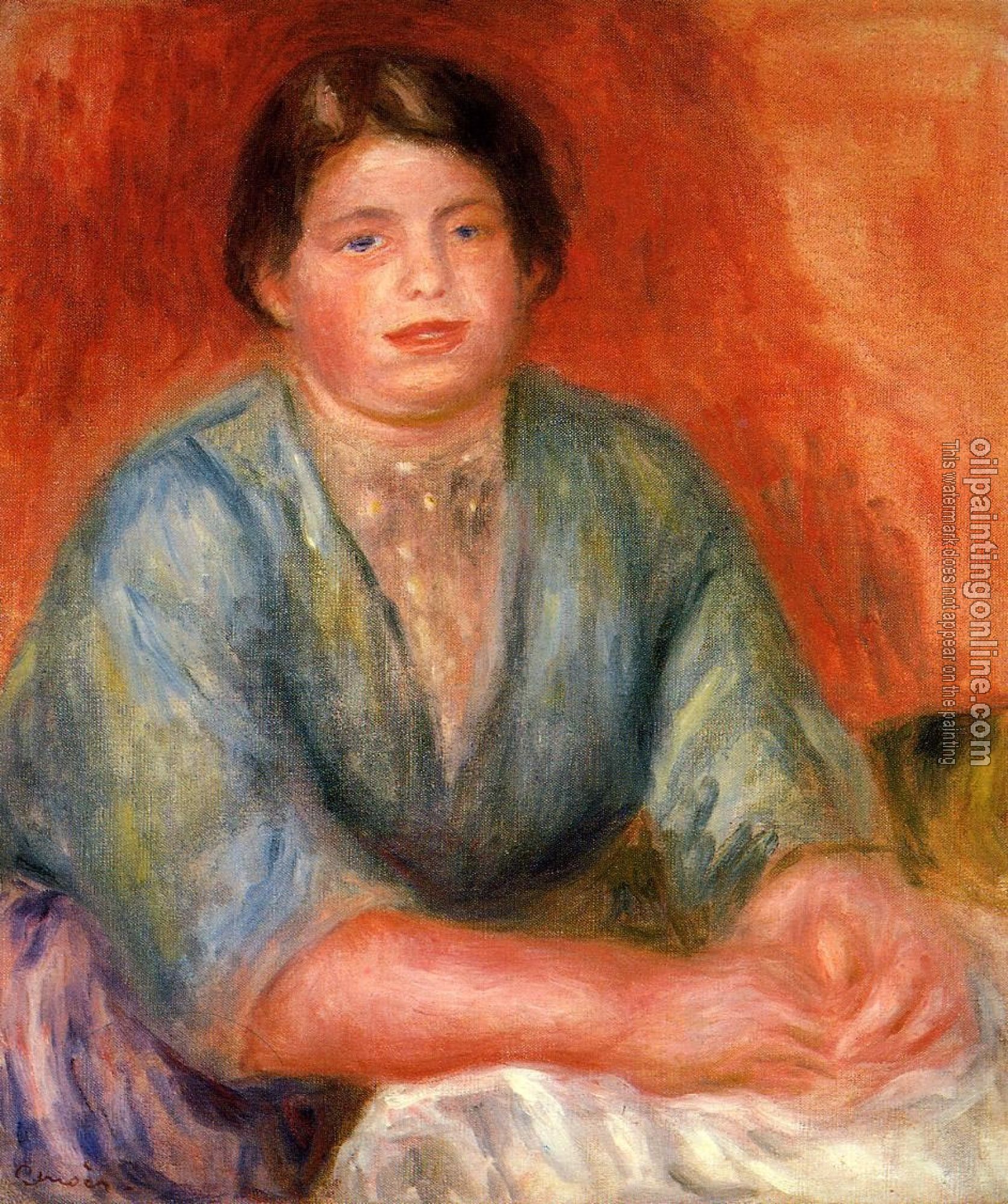 Renoir, Pierre Auguste - Seated Woman in a Blue Dress